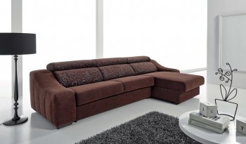 Ronaldo Sectional Sofa in Brown Fabric by ESF w/Sleeper [EFSS-Ronaldo Brown]