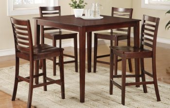 Brown Cherry Finish 5 Piece Modern Counter Height Dinette Set [PXDS-2537]