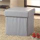 Light Blue Vinyl Modern Square Ottoman w/Storage