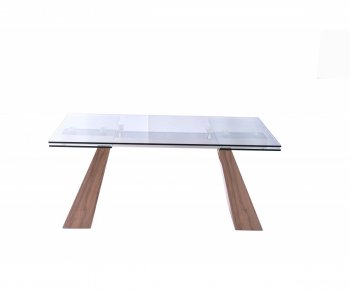 Vittorio Dining Table in Walnut w/Glass Top by Whiteline Imports [WLDS-Vittorio-Walnut]