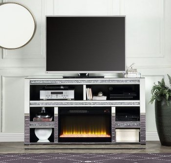 Noralie TV Stand w/Fireplace LV00311 in Mirrored by Acme [AMTV-LV00311 Noralie]