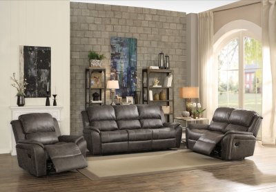 Barnaby Motion Sofa 52880 in Gray Polished Microfiber by Acme