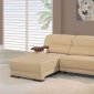 Beige Leather 2 Pc Contemporary Sectional Sofa W/Wooden Arms