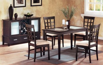 Espresso Finish Modern 5PC Dining Set w/Glass Inserts [YTDS-PT3690-Pittman]