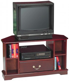 Cherry Finish Traditional TV Stand w/Drawer & Shelves