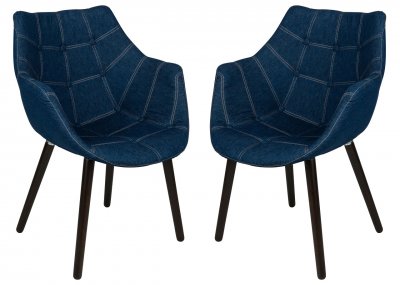 Milburn Set of 2 Accent Chairs MA23DBU in Dark Blue - LeisureMod