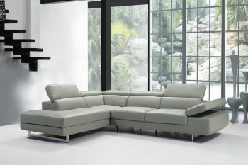 Barts Sectional Sofa Light Grey Bonded Leather by Beverly Hills [BHSS-Barts Light Grey]