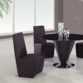 Black Glass Top 5Pc Modern Dining Set w/Black Chairs