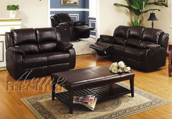 Black Bonded Leather Modern Recliner Sofa w/Options [AMS-05875]