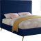 Jasmine Bed in Navy Velvet Fabric by Meridian w/Options