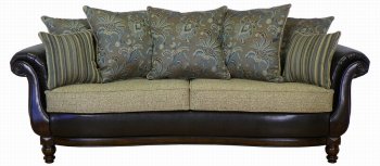 Two-Tone Fabric & Vinyl Modern Sofa & Loveseat Set w/Options [PMS-1100-Tuscany-Horizon]