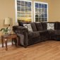 Dark Brown Fabric Modern 2Pc Sectional Sofa w/Wooden Legs