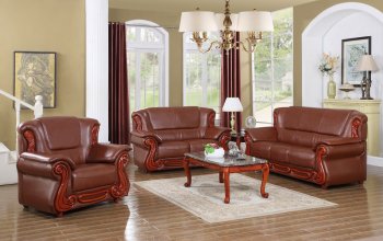 Bella 632 Sofa in Brown Bonded Leather w/Optional Items [MRS-632BR Bella]