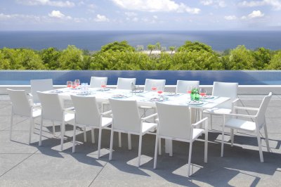 Ritz Outdoor Dining Set 13Pc in White w/Savoy Table by Bellini