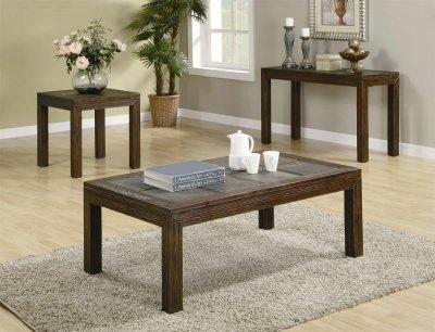 Distressed Brown Finish Modern Coffee Table w/Options