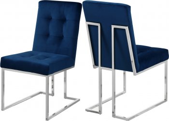 Alexis Dining Chair 731 Set of 2 Navy Velvet Fabric by Meridian [MRDC-731 Alexis Navy]