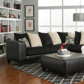 4500 Sectional Sofa in Black Corduroy Fabric & Bi Cast