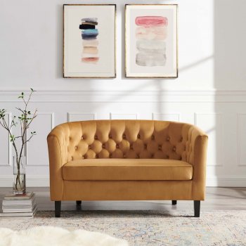 Prospect Loveseat & Chair Set Cognac Velvet by Modway w/Options [MWS-2615 Prospect Cognac]