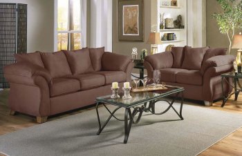 Flat Suede Truffle, Buff, Fawn, Forest or Red Sofa and Loveseat [UDS-7310 Truffle]