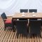 Dark Brown & Natural Teak Finish Modern 7Pc Outdoor Dining Set