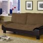 Brown Microfiber Modern Convertible Sofa Bed w/Split Back