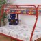 Red Finish Contemporary Twin/Full Bunk Bed w/Built-In Ladder