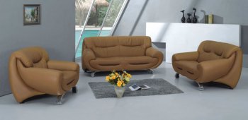 Light Brown Leather Living Room Set [PKS-S329-Y]