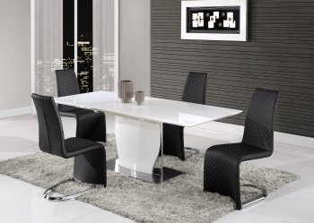 D2279 Dining Table in White by Global w/Optional D6671DC Chairs [GFDS-D2279DT-D6671DC-BL]