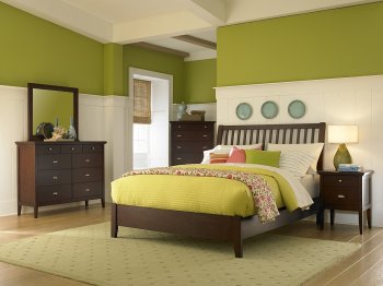 Brown Cherry Finish Transitional Bedroom w/Optional Items [HEBS-1475]