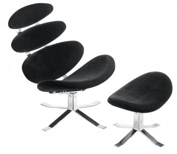 Black Velour Microfiber Lounge Swivel Chair [ZMLC-Petal black]