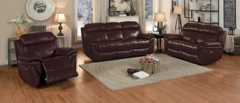 Spruce Motion Sofa 8399 in Brown Leather by Homelegance [HES-8399 Spruce]