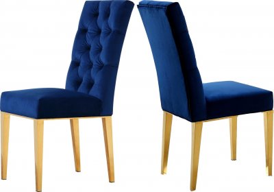 Capri Dining Chair 716 Set of 2 Navy Velvet Fabric by Meridian