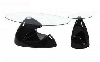 35C Coffee Table in Black w/Clear Glass Top by American Eagle [AECT-35C Black]