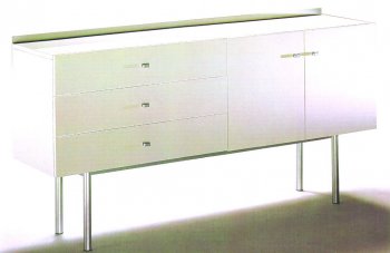 White High Gloss Lacquer Finish Modern Buffet w/Metal Legs [PGBU-DC-0505-WHITE]