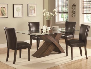 Nessa Dining Table 103051 in Deep Brown by Coaster w/Options [CRDS-103051-103053 Nessa]