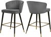 Cassie Counter Stool 793 Set of 2 Grey Velvet Fabric - Meridian