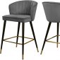 Cassie Counter Stool 793 Set of 2 Grey Velvet Fabric - Meridian