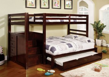 CM-BK966F Pine Ridge Twin/Full Bunk Bed in Dark Walnut w/Options [FAKB-CM-BK966F Pine Ridge]