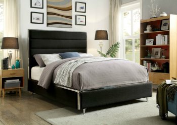 Gillian Bed CM7262BK in Black & Chrome Accents [FAB-CM7262BK-Gillian]