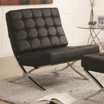 902181 Accent Chair Set of 2 in Black Leatherette by Coaster [CRCC-902181]