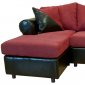 Burgundy Fabric & Black Bicast Contemporary Sectional Sofa