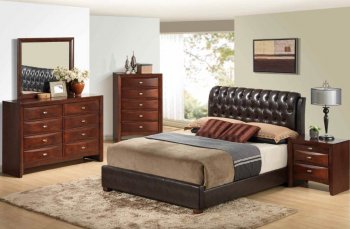 8119/Linda Bedroom Set in Brown/Merlot by Global w/Options [GFBS-8119 Brown Linda Merlot]