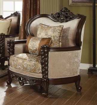 Devayne Chair 50687 Gold Fabric & Dark Walnut by Acme w/Options [AMAC-50687 Devayne]