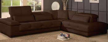 Brown or Ivory Full Leather Modern Sectional Sofa [CVSS-Bella Brown]