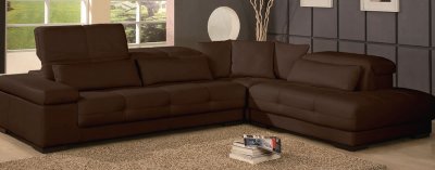 Brown or Ivory Full Leather Modern Sectional Sofa