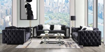 Trislar Sofa 52525 in Black Velvet by Acme w/Options [AMS-52525 Trislar]