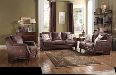 Nickolas Sofa 52065 in Chocolate Fabric by Acme w/Options