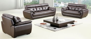 Dark Brown Bonded Leather Modern Sofa & Loveseat Set w/Options [CYS-Dallas]