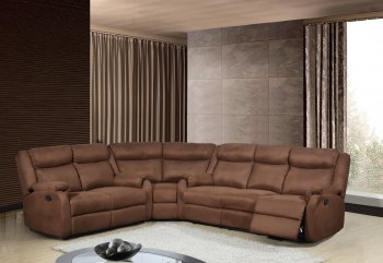 U8303 Motion Sectional Sofa in Chocolate Fabric by Global [GFSS-U8303]