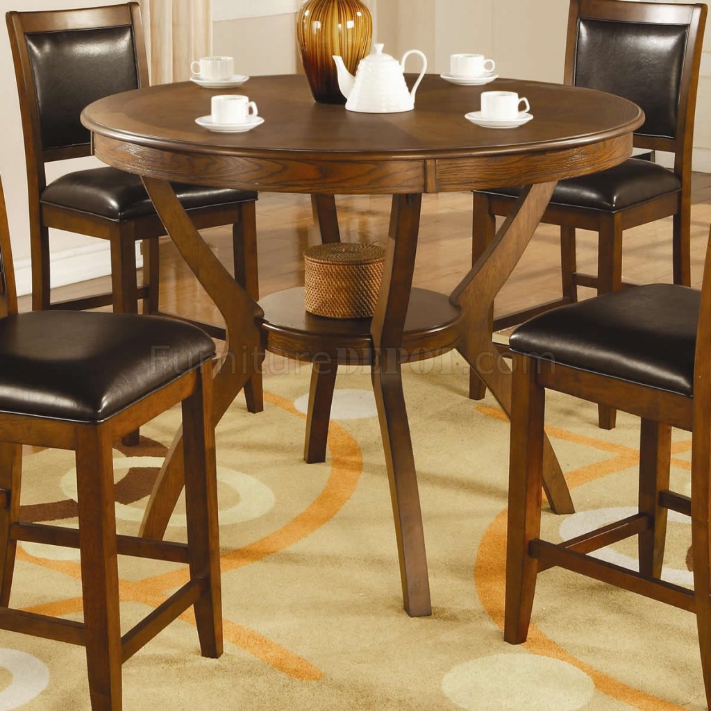 Brown Walnut Finish Modern 5Pc Counter Height Dining Set